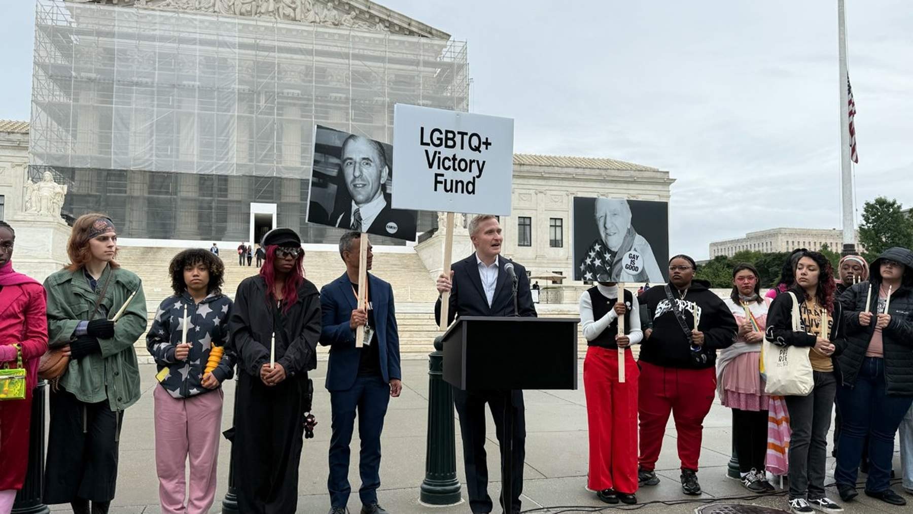 Headline: A Decade of Marriage Equality: LGBTQ Advocates Rally at U.S. Supreme Court to Honor Civil Rights Pioneer and Warn of Mounting Threats
